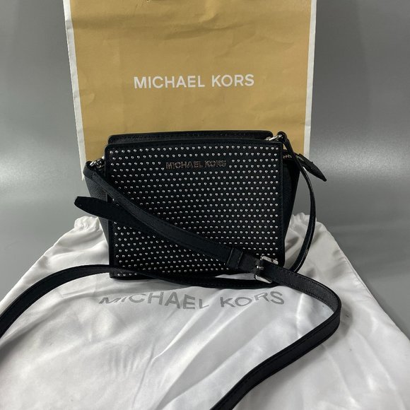Michael Kors Selma Micro Studded Saffiano Leather Mini Messenger Bag - Picture 2 of 16